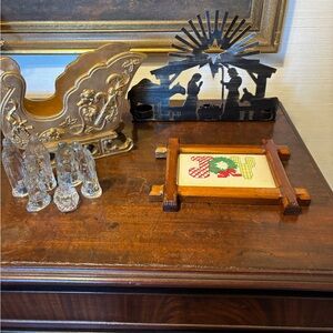 Decorative Christmas Nativity Set and Joy Sign bundle